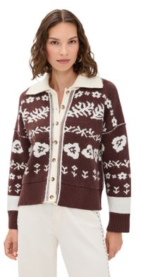 Free People Shelby Cardigan Chocolate Combo M