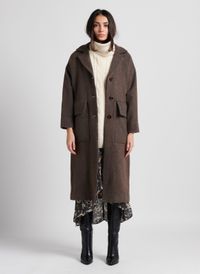Rita Row - Manteau col tailleur en laine - Taille M - Marron