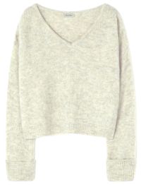 American Vintage - Pull Col V en alpaga mélangé - Taille L - Beige