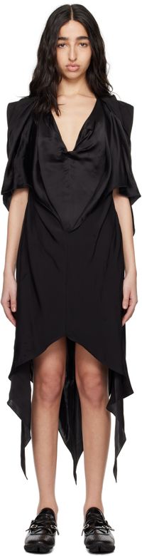 Kiko Kostadinov Black Fornax Draped Midi Dress
