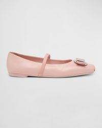 Zina Leather Bow Mary Jane Ballerina Flats
