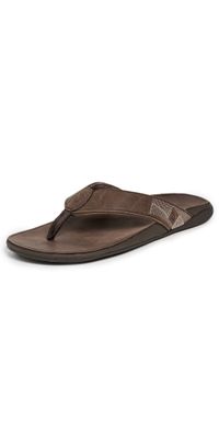 OluKai Tuahine Sandals Dark Wood 11