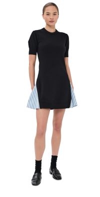 3.1 Phillip Lim Mini Combo Dress Black-Oxford Blue Multi L