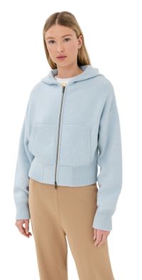 LISA YANG Lilia Hooded Zip Cashmere Cardigan Horizon Blue 1