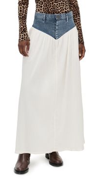 Show Me Your Mumu Joni Maxi Skirt Denim With Cream Voile S