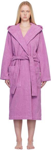 Tekla Pink Terry Hooded Bathrobe