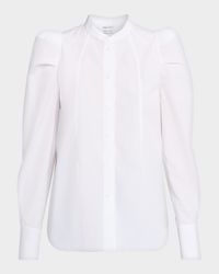 Puff-Sleeve Cotton Button-Down Shirt