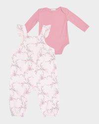 Girl's 2-Piece Antoinette Floral Overalls and Bodysuit Set, Size 3M-24M