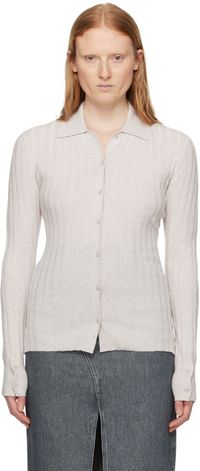 Filippa K Cardigan blanc cassé à col classique