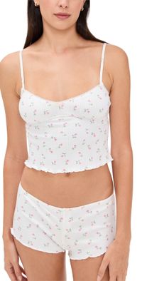 For Love & Lemons Elliana Sleep Top White L