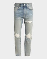 Men's MX1 Distressed Jeans with Pleated Suede