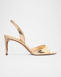 Scarlett Metallic Leather Mid-Heel Slingback Sandals