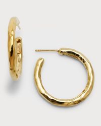 Small Hammered Hoop Earrings in 18K Gold