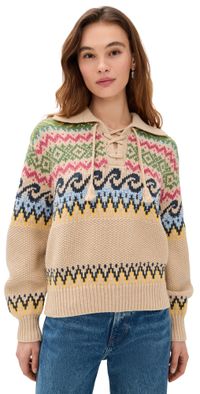 Polo Ralph Lauren Cotton Wool Blend Long Sleeve Tie Pullover Tan Multi XXL