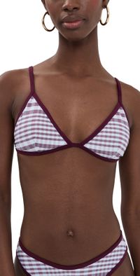 Good American Plaid Perfect Fit Bikini Top Fig Plaid 5XL