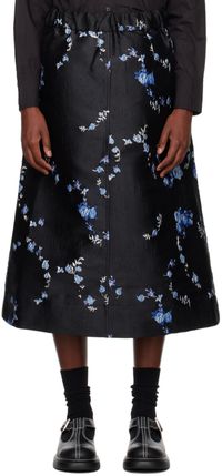 GANNI Black Jacquard Midi Skirt