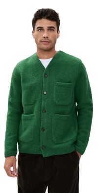 Universal Works Fleece Cardigan Green M