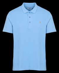 Farah - Polo droit stretch en coton biologique - Taille XL - Bleu