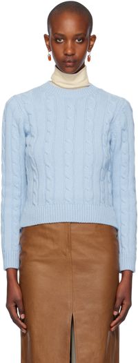 &Daughter Blue Carrow Cable Crewneck Sweater