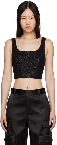 FRAME Black Beaded Tank Top
