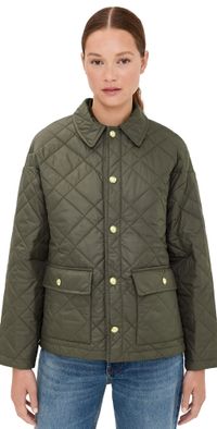 Nili Lotan Helah Quilted Parka Army Green L