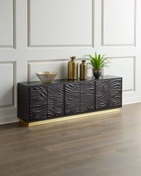 Forest Leather Faux Bois Entertainment Console