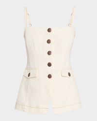 Roxy Cutaway V Denim Button-Front Top