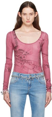 Blumarine Pink Printed Bodysuit