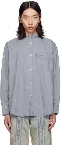 AFTER PRAY Navy Scout Check Shirt