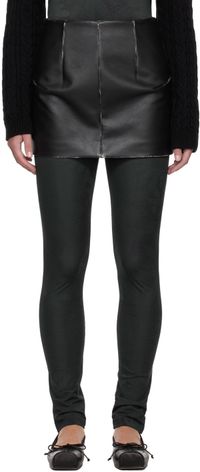 MM6 Maison Margiela Black Dart Leather Miniskirt