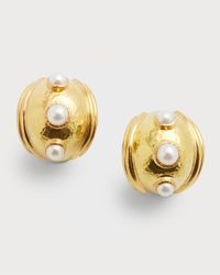 19K Small Pearl Puff Earrings