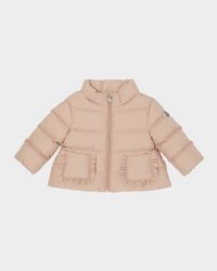 Girl's Onica Ruffled A-Line Down Coat, Size 1M-3