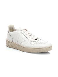 Women's V-10 Perforated Leather Low-Top Sneakers - White - Size 14