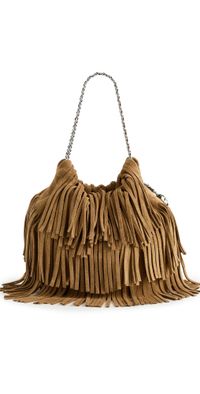 Tory Burch Fleming Fringe Mini Hobo Bag WILD TABACCO One Size