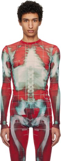 Jean Paul Gaultier SSENSE Exclusive Red & Blue 'The Squeletor' Top