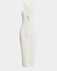 Lace-Up Rib Midi Tank Dress