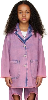 MM6 Maison Margiela Kids Pink Faded Denim Jacket