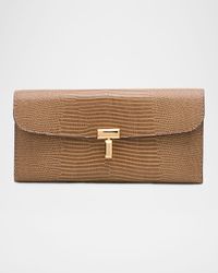 T-Lock Lizard-Embossed Leather Wallet