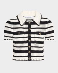 Striped Crochet-Knit Top