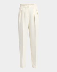 Pleated Cady Straight-Leg Tuxedo Trousers