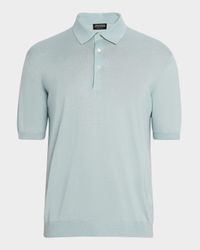 Men's Silk, Cashmere, and Linen Short-Sleeve Polo Sweater