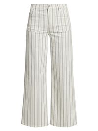 Women's Le Slim Palazzo Bardot Striped Pants - Sage Multi - Size 34