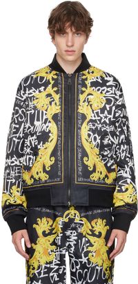 Versace Jeans Couture Blouson aviateur noir à motif à logo Graffiti