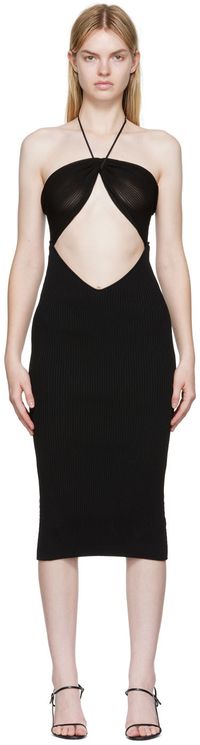 Nensi Dojaka Black Cutout Midi Dress
