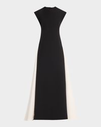 Open-Back Colorblock Cady Gown