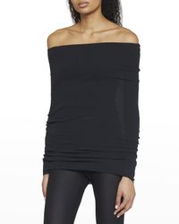 Off-The-Shoulder Rib Cover-Up Top