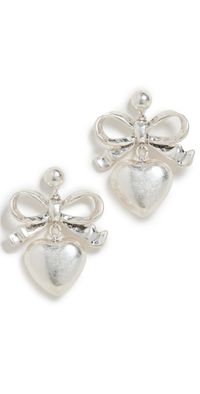 Clare V. Heart Drop Earrings Rhodium One Size