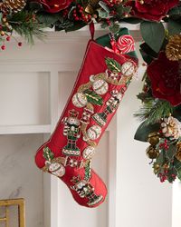 Jingle Bells Beaded Christmas Stocking