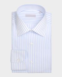 Men's Cotton Multi-Stripe Point Collar Dress Shirt