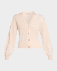 Perry Lace Applique Wool-Cashmere Cardigan